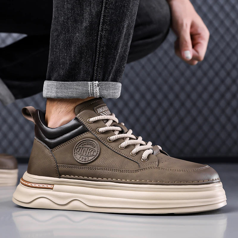High Quality Mens Casual Leather Thick Bottom Oxford Shoes Fashion Outdoor Flat Top Quality Oxford Shoes Handmade Walking Shoes