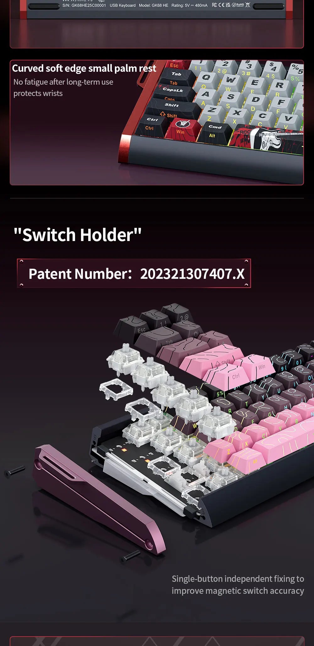 SKYLOONG GK61/GK68 HE Magnetic Keyboard Aluminum Case 8000hz RT0.01mm Rapid Trigger PBT Keycap RGB Backlit Wired Gaming Keyboard