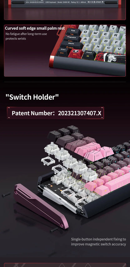 SKYLOONG GK61/GK68 HE Magnetic Keyboard Aluminum Case 8000hz RT0.01mm Rapid Trigger PBT Keycap RGB Backlit Wired Gaming Keyboard