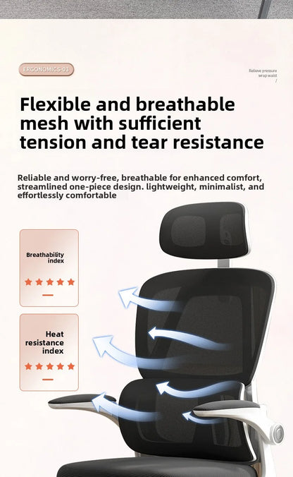 Ergonomic Home Office Chair with Back Support, Comfortable Desk Chair for Students, Rolling Study Chair with Armrests for Long Sitting