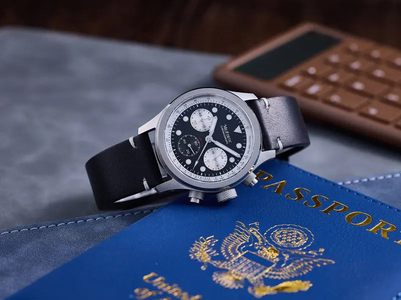 Milifortic 39MM Fashion Chronograph Watch Man R086 Retro C3Luminous Stainless Steel Waterproof 100M VK63 Quartz Watches For Man