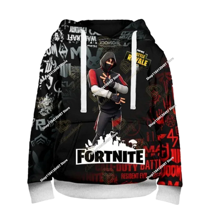 2025 nieuwe Fortnite 3D-geprinte unisex hoodie, casual jas, game-accessoire, cosplay, kinderkleding, cadeaus