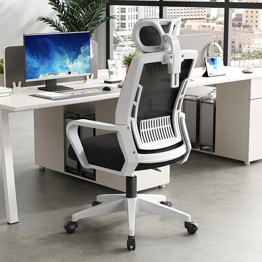 Cadeira Gaming Ergonómica para Escritório em Casa com Encosto: Elevável, Giratória, Apoio Lombar e Apoio de Cabeça
