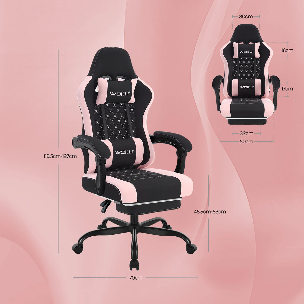 Cadeira de computador giratória WOLTU com função de massagem, cadeira de escritório ergonómica com almofada e apoio para os pés, cadeira gaming ajustável em altura