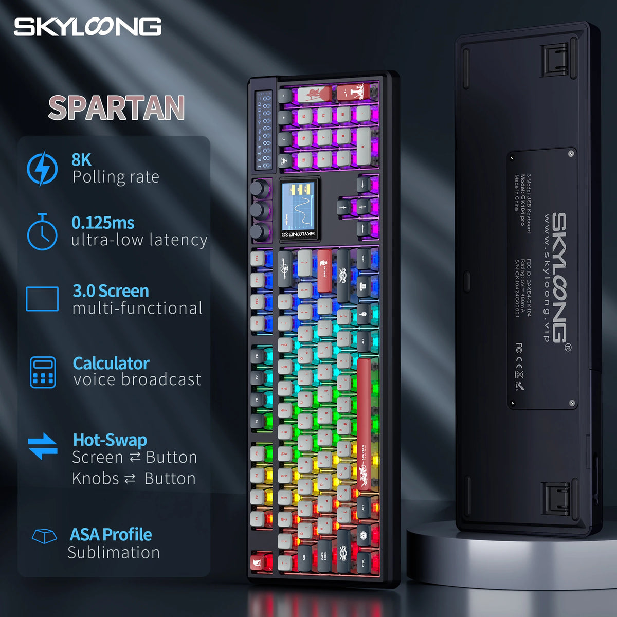 Teclado mecánico inalámbrico SKYLOONG GK104 Pro 100% personalizado, teclado con interruptores intercambiables en caliente de bajo ruido para PC gamer y accesorios de oficina