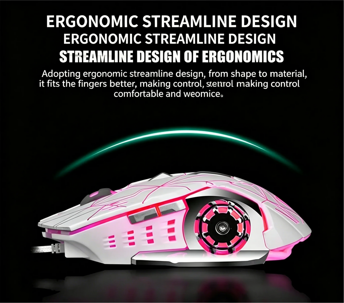 Mouse RGB dual-mode cablato e wireless 2.4G, mouse gaming ricaricabile silenzioso, mouse regolabile 3600 DPI per laptop