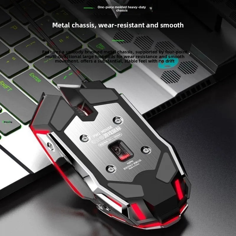 Mouse RGB dual-mode cablato e wireless 2.4G, mouse gaming ricaricabile silenzioso, mouse regolabile 3600 DPI per laptop