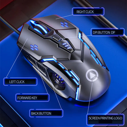 G5 Wired Gaming Mouse RGB Backlight 3200 DPI Silent USB Mouse with 6 Buttons, Ergonomic Gaming Mouse for PC Laptop Computer