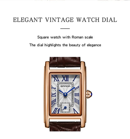 SANDA 1116 Women’s Elegant Quartz Watch  Rectangle Dial, Water Resistant & Business Design