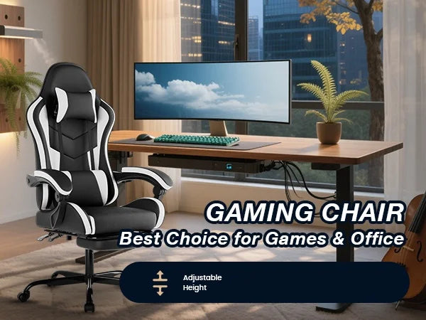 WOTSTA Ergonomic Racing Gaming Chair with Lumbar Support, Adjustable Headrest, Swivel Computer Office Chair for Home & Work