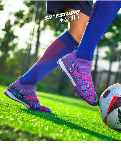 Turf Soccer Cleats Professional Men Football Boots Breathable Mesh Youth Soccer Shoes Anti Skid Male Sneakers Society Chuteira