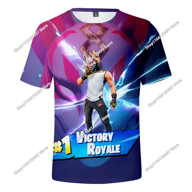 T-shirt 3D Halloween Peely para rapazes e raparigas, t-shirt de Natal Fortnite Battle Royale, streetwear infantil Victory Game, roupa para homem