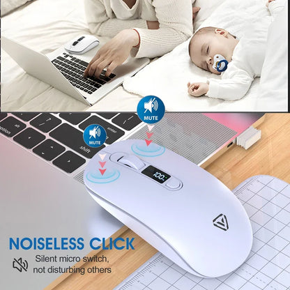 Lenovo Wireless Mouse Bluetooth 2.4G With Smart Display Silent Portable Silent Click Mouse Rechargeable Office Computers Laptops