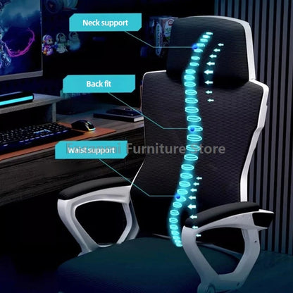 Breathable High Elastic Mesh Office Chair Ergonomic Gaming Chair with Reclining Backrest, Adjustable Lumbar Support, Swivel Computer Desk Chair with Footrest