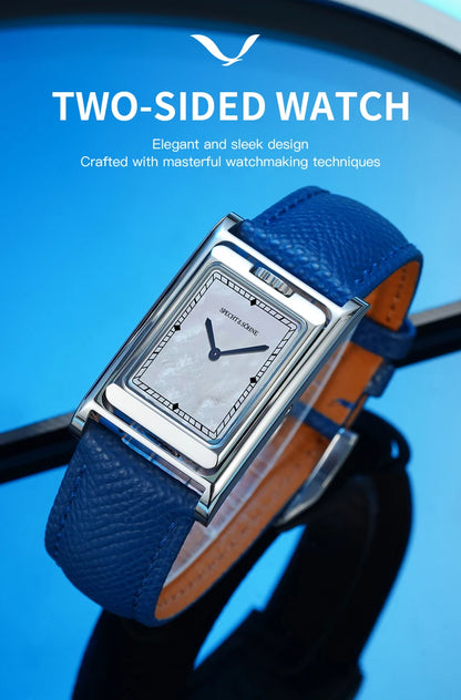 2025 New Specht & Söhne Double Face Square Watch For Men Sports Watches Overturn Stainless Steel Sapphire Crystal 50M Waterproof