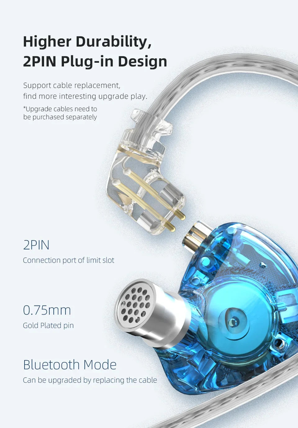 KZ ZAX 7BA+1DD Hybrid In-Ear Earphones – 16 Drivers HiFi Wired IEM Earbuds with Detachable Cable & Microphone