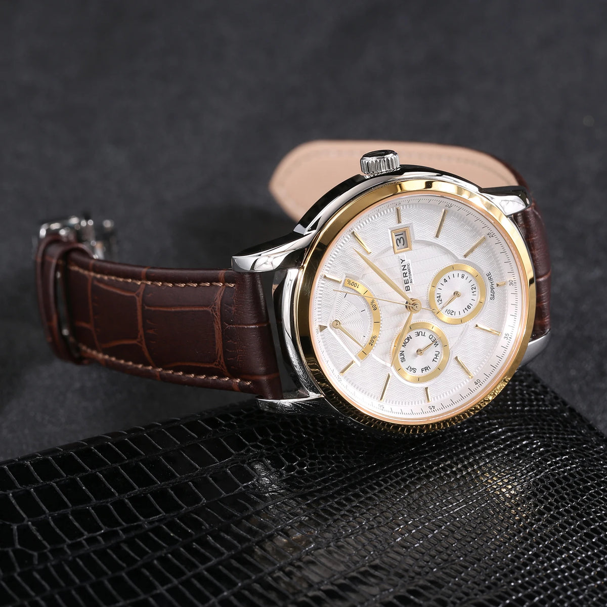 BERNY Luxury Automatic Mechanical Watch for Men Calendar Sapphire MIYOTA 9110 Dress Business Wristwatch High-end Men's Watches