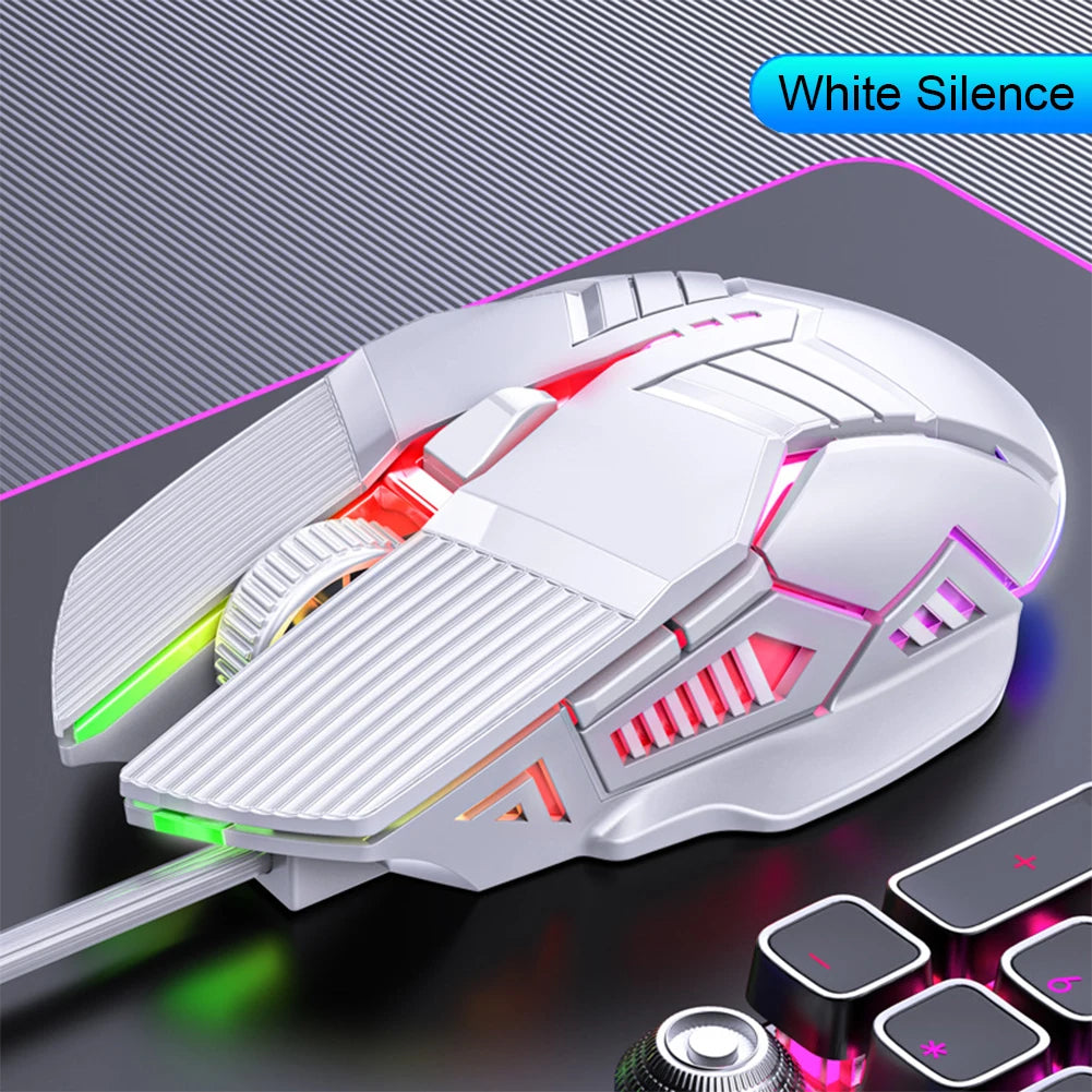 3200DPI Ergonomic Wired Gaming Mouse RGB Backlit USB Gaming Mouse with 6 Silent Buttons for PC Laptop