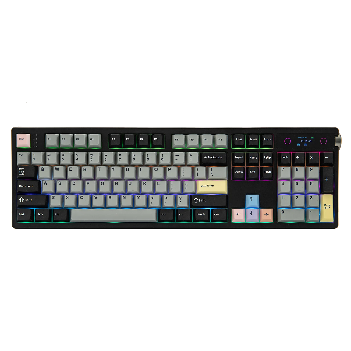 EPOMAKER TH108 PRO 100% Full-Sized Hot-Swap Wired/BT/2.4Ghz Wireless Mechanical Keyboard with Screen & Knob 10000mAh Battery