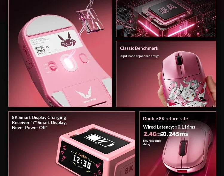 VALKYRIE VK M5 PRO Wireless Gaming Mouse with Dual 8K Polling, Intelligent Display, Lightweight Ergonomic Low Latency Mouse