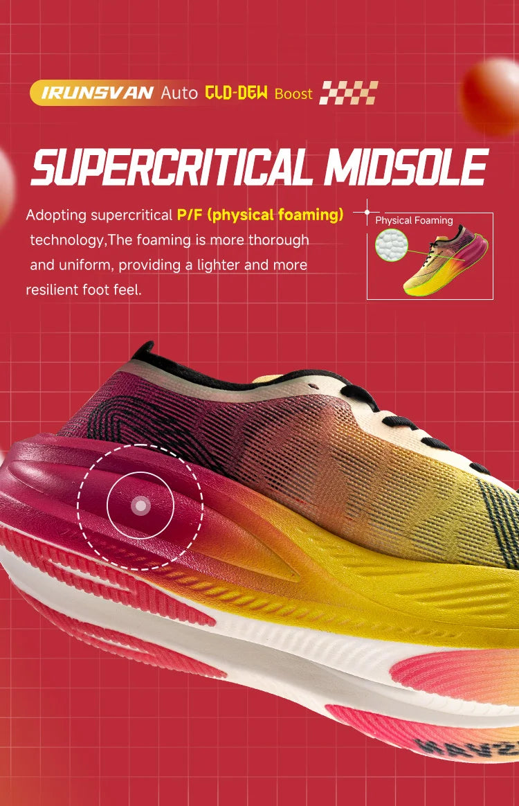 IRUNSVAN carbon plate marathon running shoes professional stable support shock absorption ultra light rebound sports shoes