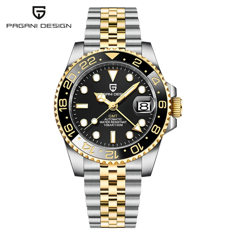 PAGANI DESIGN V3 PD-1662 GMT Watches Men's Luxury Sapphire Automatic Mechanical Watch 40MM Stainless Steel 100M Waterproof Watch