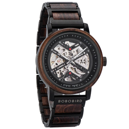 Automatic Mechanical Watch BOBO BIRD New Top Business Men Wooden Wristwatch Unique Custom Engraved Watches Christmas Gift Box