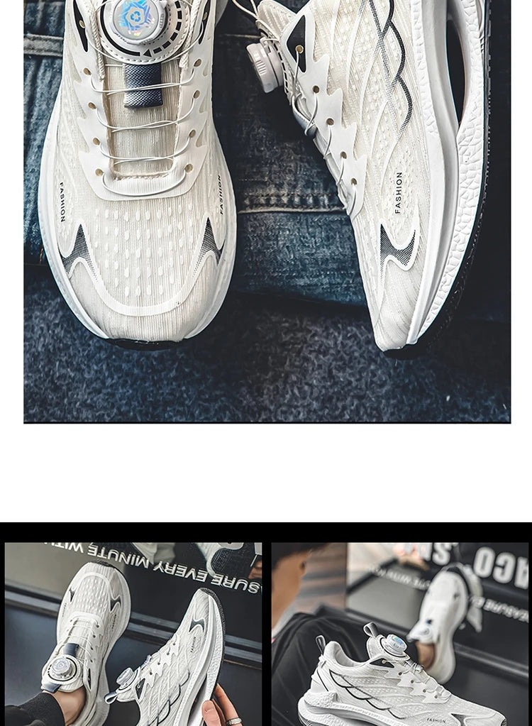 Summer Breathable Casual Sports Shoes for Men, New Fashionable and Versatile Breathable Mesh Rotating Buckle Running Shoes Suitable for Outdoor Sports and Daily Wear