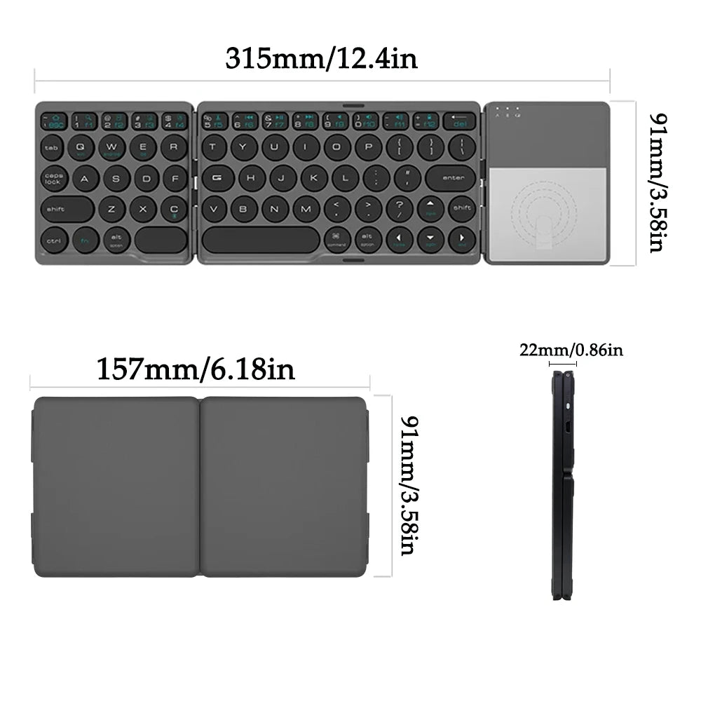 Bluetooth Folding Keyboard Mini Wireless Rechargeable Keyboard With Touchpad Portable Universal Keyboard for Windows Android IOS