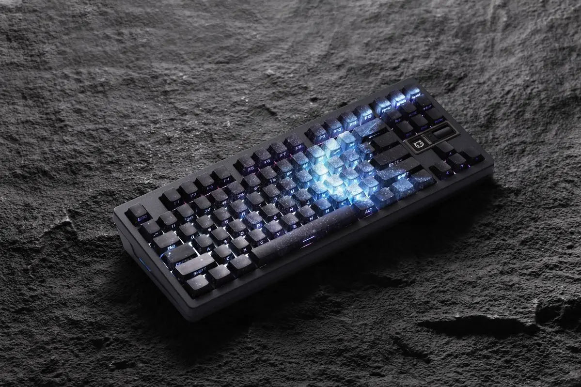 Purple Galaxy Gradient Side Carving Transparent Cherry Keycap PBT 135 Key Compatible with 60/64/84/98/108 Mechanical Keyboard