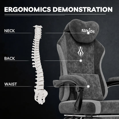 SUKIDA Ergonomic Gaming Chair Breathable Fabric Office Chair with Lumbar Support, Adjustable Height PC Gaming Chair, Comfortable Executive Desk Chair