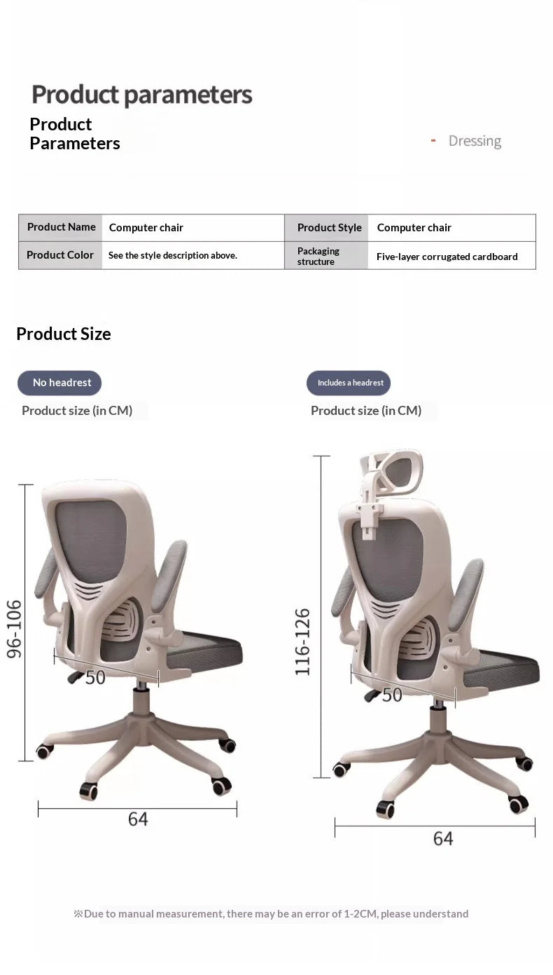 Ergonomic Office Chair with Adjustable Lumbar Support, Mesh High Back, Reclining Swivel Computer Desk Chair with Adjustable Armrests for Home Office & Gaming