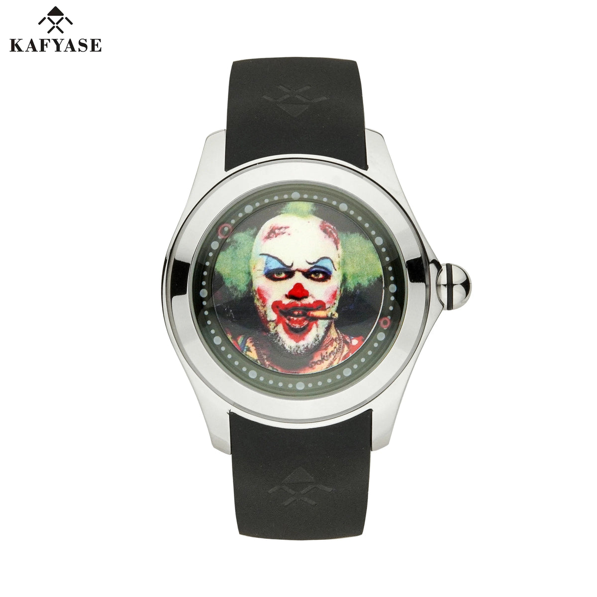 KAFYASE Fashion Earth  Bubble Rubber Automatic Watches Luxury Men 46mm Mechanical Wristwatches Art Eye Ball Dial Classic Watch