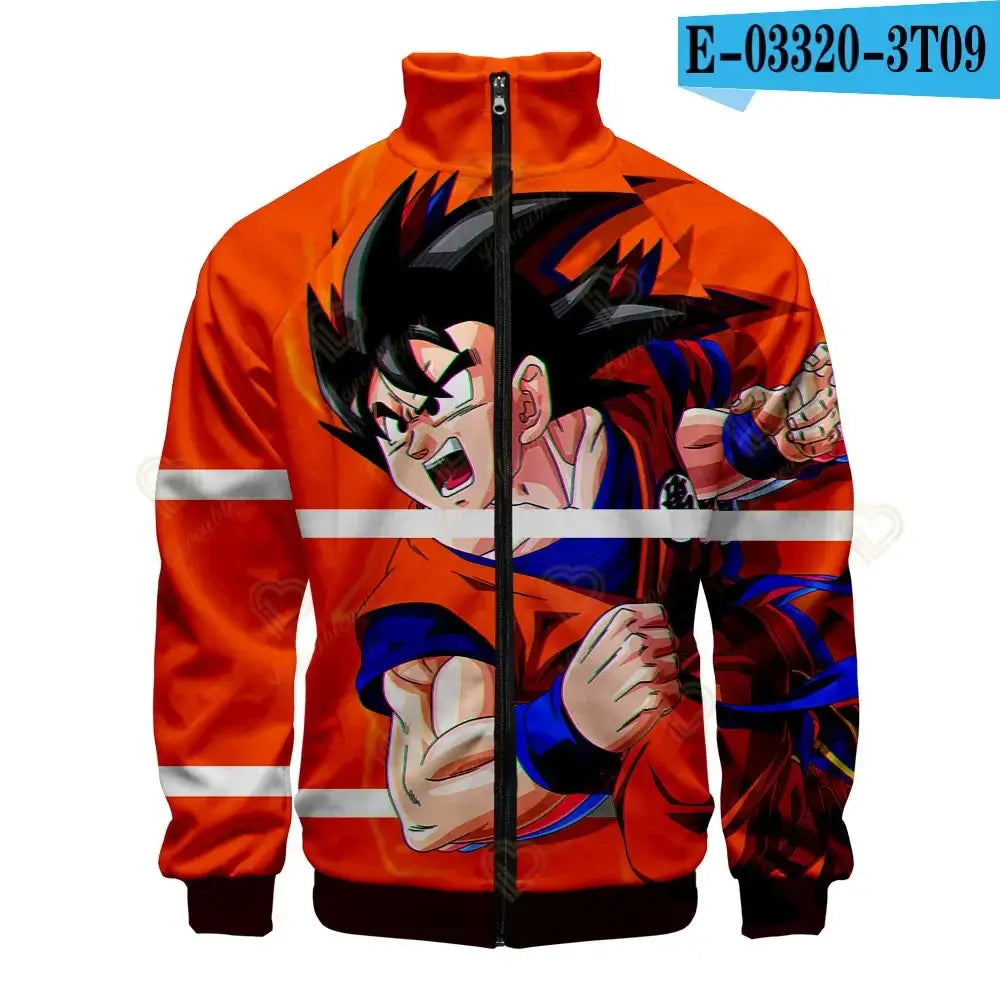 Produit gaming premium Fraquane, Anime Goku Dragon Ball Jacket Men Women Harajuku Hip Hop Japanese Zip Up Hoodies Goku Clothes Stand Collar Sweatshirt
