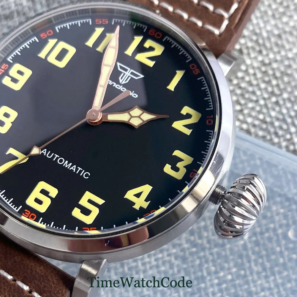 Relógio automático de mergulho para homem Tandorio 47 mm NH35 CUSN8, caixa em bronze maciço ou aço 316L, 10 ATM, cristal de safira, mostrador preto