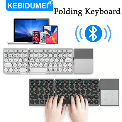 Bluetooth Folding Keyboard Mini Wireless Rechargeable Keyboard With Touchpad Portable Universal Keyboard for Windows Android IOS