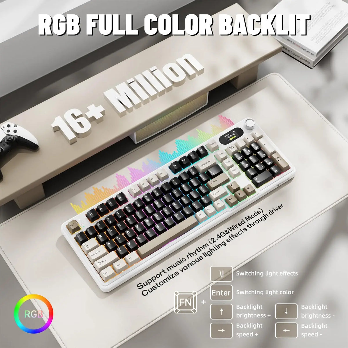ATTACK SHARK X98Pro Wireless Mechanical Keyboard with Screen & Knob, Tri-Mode Hot Swappable RGB Mechanical Keyboard, Gasket Mounted Gaming Keyboard for PC, Mac & Laptop