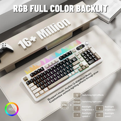 ATTACK SHARK X98Pro Wireless Mechanical Keyboard with Screen & Knob, Tri-Mode Hot Swappable RGB Mechanical Keyboard, Gasket Mounted Gaming Keyboard for PC, Mac & Laptop