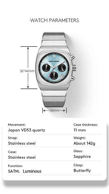 Horloge voor mannen in roestvrij staal Case Shape: Round Case