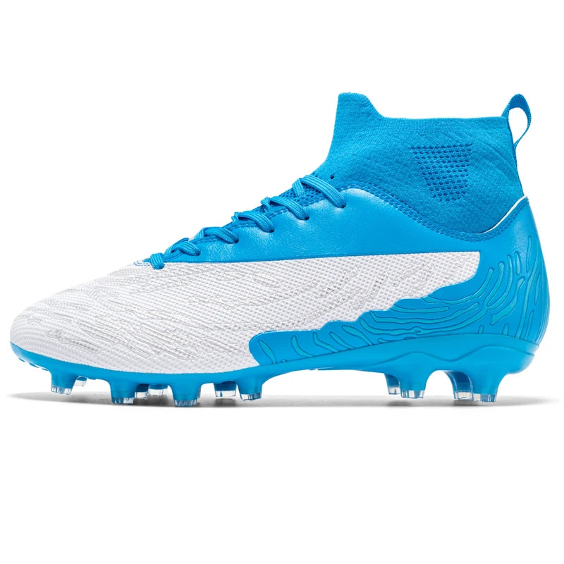 Black Men Soccer Shoes AG/FG Cleats Training Football Boots For Men High Ankle Sport Shoes Kids Adults Sneakers 35-45