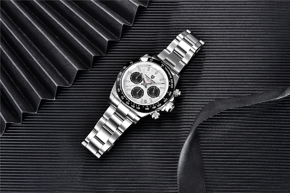 PAGANI DESIGN V2 40MM Meteorite Dial Men Quartz Watches Sapphire Retro Chronograph Waterproof Watch For Men