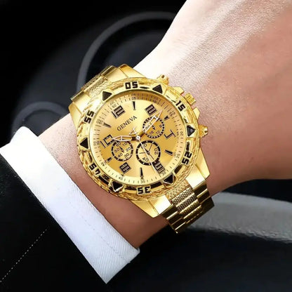 Men’s Luxury Stainless Steel Quartz Watch  Large Dial Business & Casual Wristwatch
