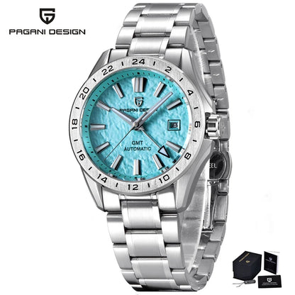 PAGANI DESIGN Novos relógios mecânicos GMT para homem, resistentes à água até 100 m, com vidro de safira, relógio automático para homem PD-1792 Relógio Masculino