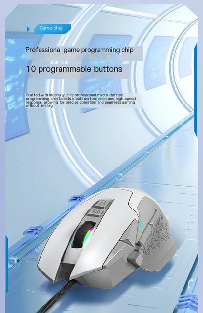 Wired Gaming Mouse 12000 DPI with Macro Programming, RGB Backlight & 10 Buttons