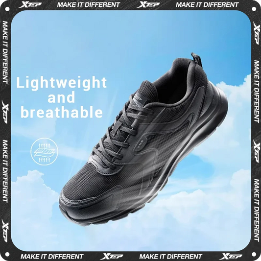 Xtep Sports Shoes Men’s Mesh Breathable Running Shoes, Winter Marathon Black White Men’s Sports Sneakers, Model 879119110110