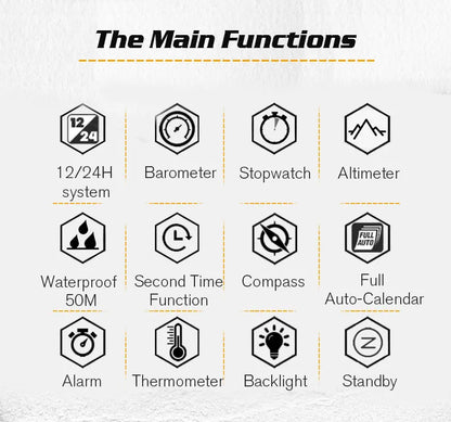 NORTH EDGE Men's Sports Digital Watch Waterproof 50M Altimeter Barometer Compass Business Luxury Men's Watch Outdoor Smartwatch
