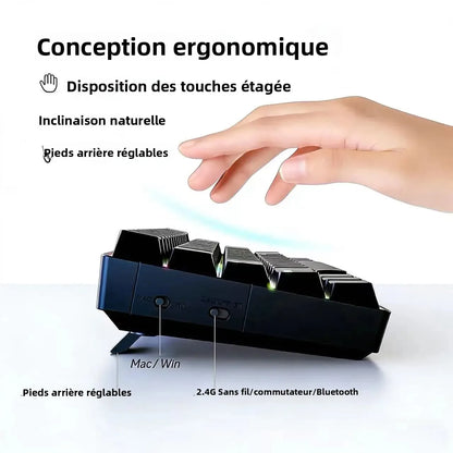 RGB Backlit 61 Keys Mechanical Keyboard Tri-Mode BT Wireless Waterproof Dustproof Portable Gaming Keyboard for Esports Gamer