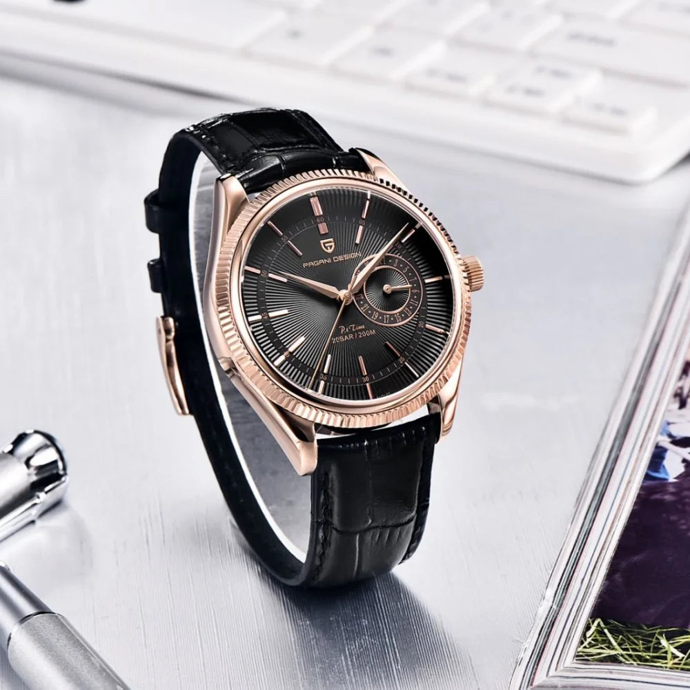 PAGANI Design PD1689 Men Quartz Watch Japan VH65 Movt Sapphire Glass Leather Strap 20Bar Waterproof Men Wristwatch Reloj Hombre