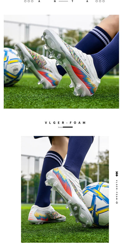 New Men Football Boots Cleats Shoes Soccer Long Spikes FG Ultralight Training Soccer Shoes Non-Slip Outdoor Match Drop Shipping