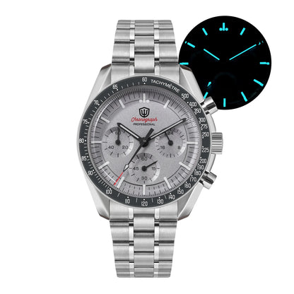 Watchdives WD1863 39mm VK63 Chronograph Watch Vintage Stainless Steel Sapphire OTF Clasp Waterproof Luminous Watches for Men